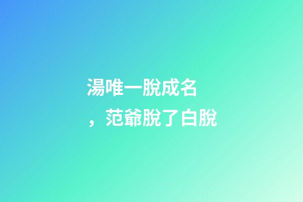 湯唯一脫成名，范爺脫了白脫